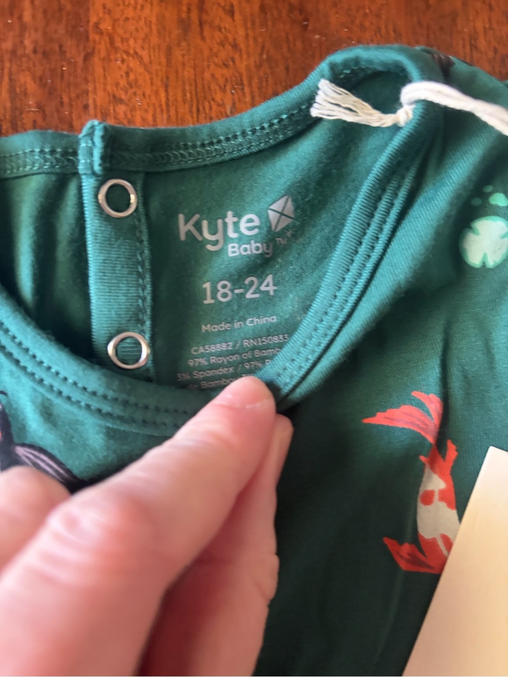 Kyte BABY Green Koi Print Ruffle Bodysuit - Picture 2 of 3